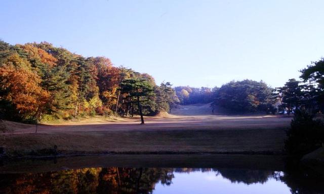 画像: 東3番ホール/484㍎/パー5 大きな池越えのティショット。2段グリーンになっているため、ピン位置が奥の場合15~16ヤード打ち上げ