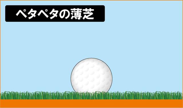 画像: 芝が薄く隙間がなく絶好のライ
