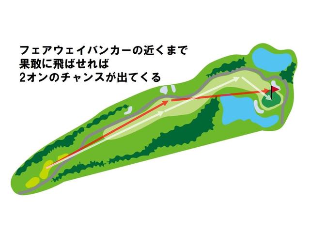 画像: ティショットは打ち下ろし。果敢に攻めれば2オンのチャンスはある