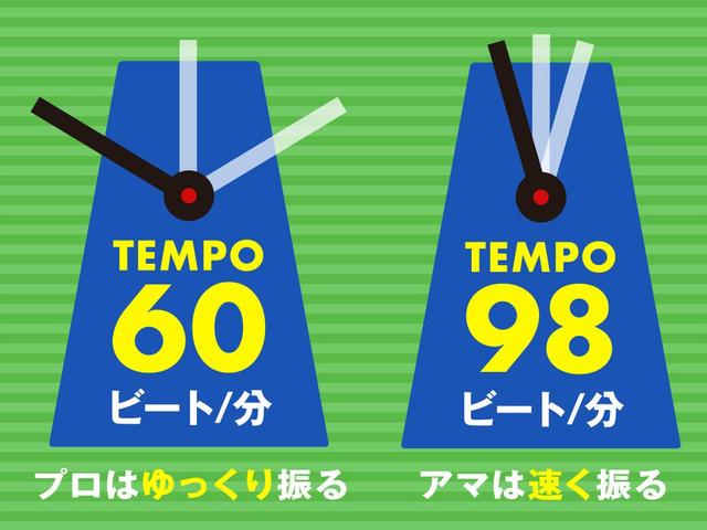 画像: アマは日下部プロの1.6倍の速さで振っている