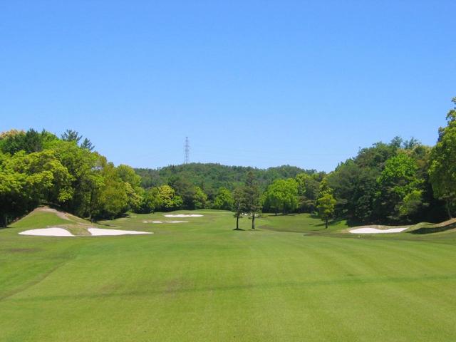 画像: 東コース15番(570Y・P5)セカンド地点から。フェアウェイの2本の木がプレーヤーを悩ませる