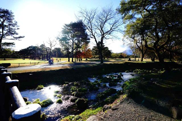 画像: 旧河床の地。クラブハウスとコースの間には小さな川が流れる