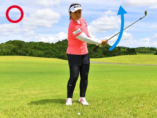画像: 「左ひじを引かずにヘッドを上へ」(馬場プロ)
