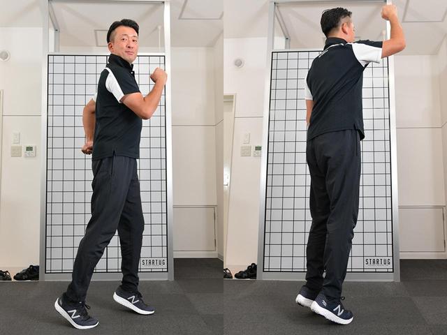 画像: 「ジムに通わなくても、かかとを上げて歩いたり、通勤電車でかかとを上げて立つだけでも十分筋肉を刺激することができますよ」(安福)