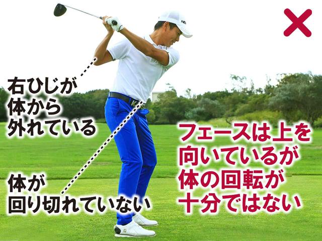 画像: 体の捻転は小さいい