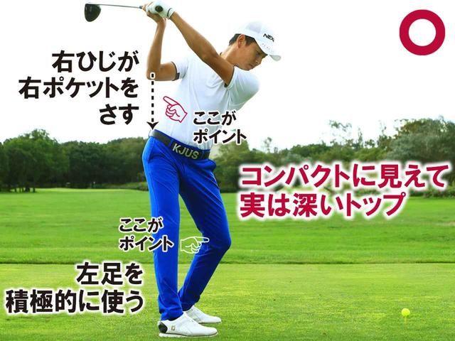 画像: 体の捻転が大きく、締まったトップに