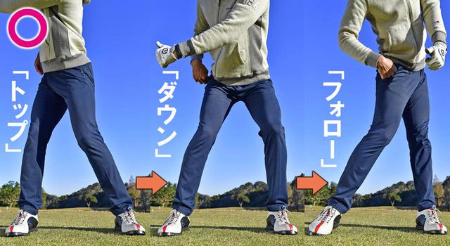 画像3: ①左股関節がストッパーになってヘッドが走る