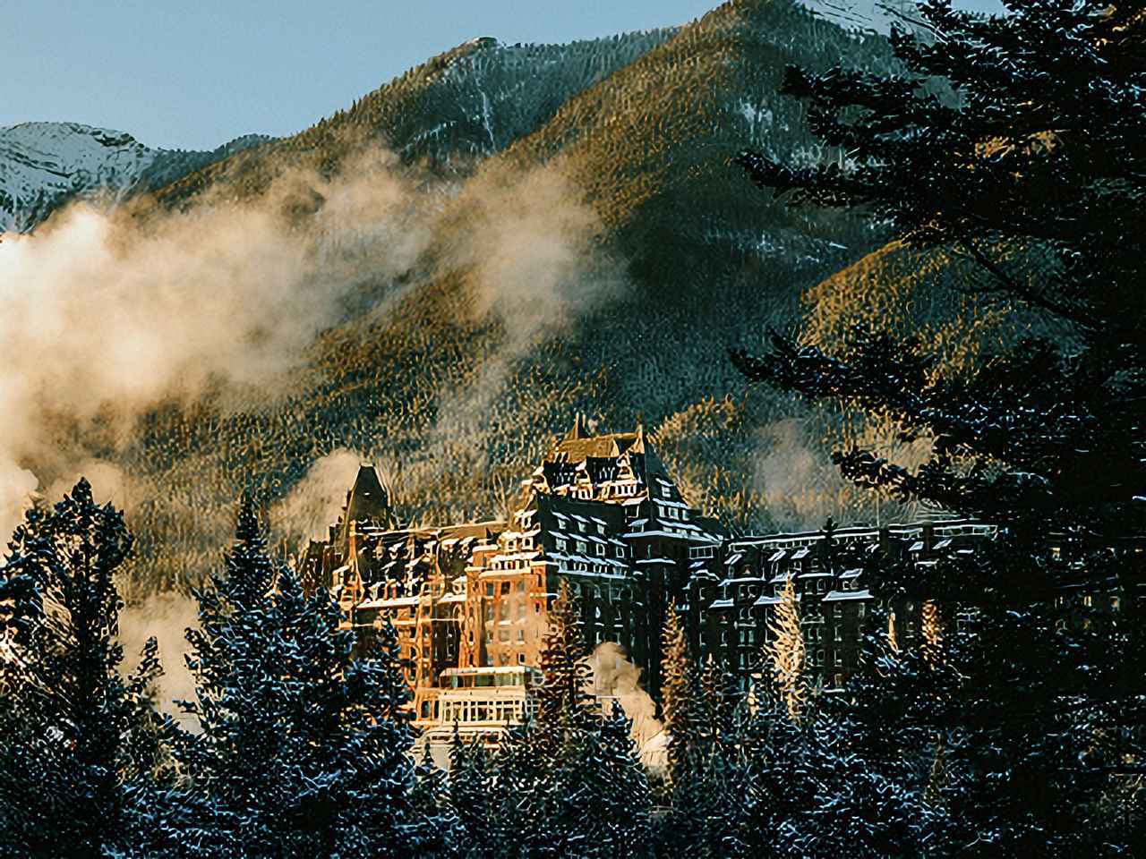 画像: フェアモントバンフスプリングスとカナディアンロッキー山脈