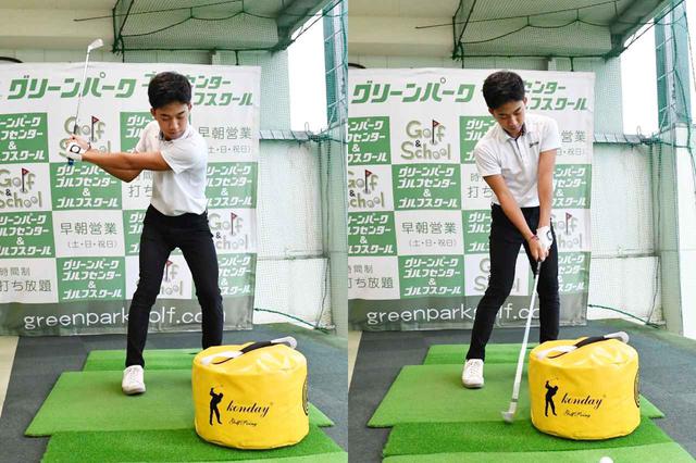 画像7: 【通勤GD】かなり気をつけて振らないと体が右にズレてしまう。それなら1軸を意識してトップから鋭く叩こう