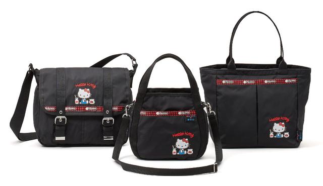 画像: HelloKitty Favorites(ハローキティ フェイバリッツ) 誕生当初のおすわりポーズのハローキティがワンポイントの無地シリーズ。赤× 黒チェック柄のロゴテープや、刺繍の「Hello Kitty」の文字がアクセントに。(8型展開)