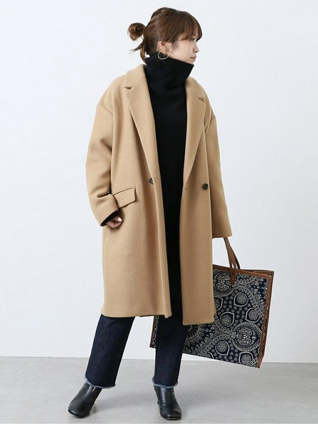 画像: 【JOURNALSTANDARD】メルトンチェスターコート ¥26,400 ※現在のSALE価格 【JOURNAL STANDARD】 スムースタートルネックプルオーバー ¥14,960 ※現在のSALE価格