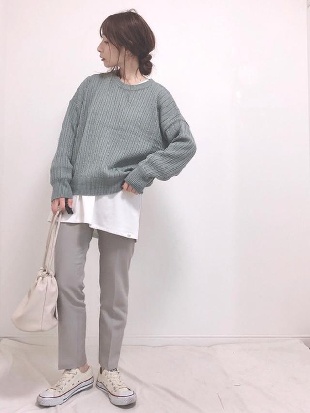 画像1: ワイドパンツ→スラックスのすっきりスタイルで春モード!