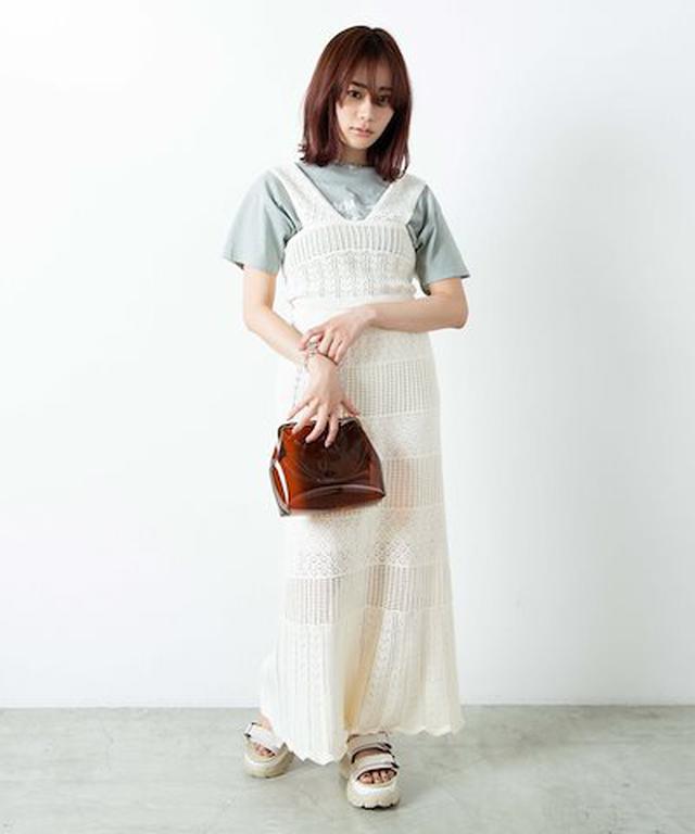画像: おすすめコーデ④ 透け感がおしゃれ!ニットのセットアップを使った重ね着コーデ