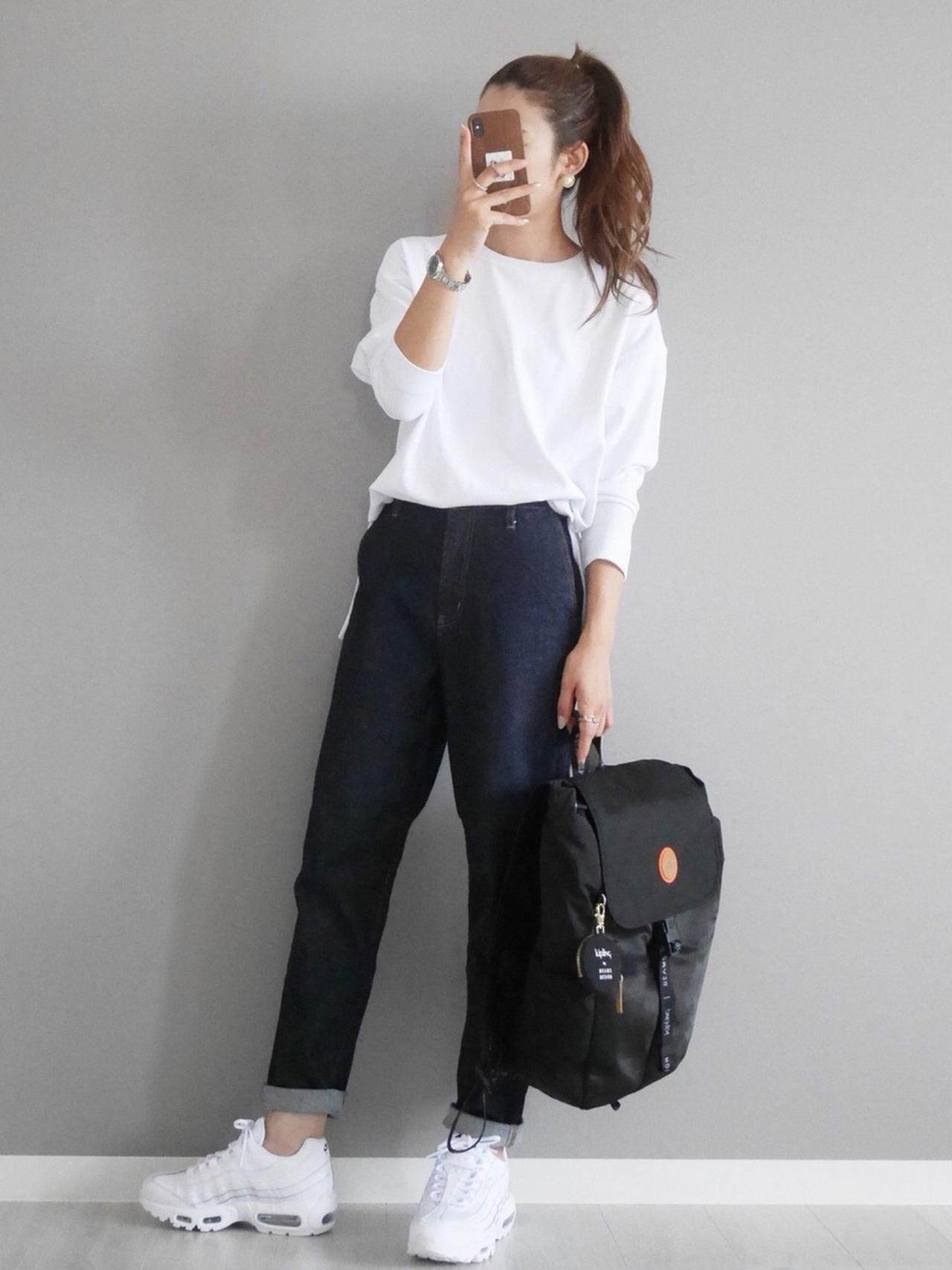 画像: 【SAISON DE PAPILLON】ビックシルエットラウンドネックカットソー 2,959円(税込)【URBAN RESEARCH Sonny Label】マムデニム 8,690円(税込)【NIKE】AIRMAX95 エアマックス95 スニーカー 18,700円(税込)【kipling】Kipling by BEAMS DESIGN / ビームス デザイン ウィントン(ダブルブラック)19,800円(税込)