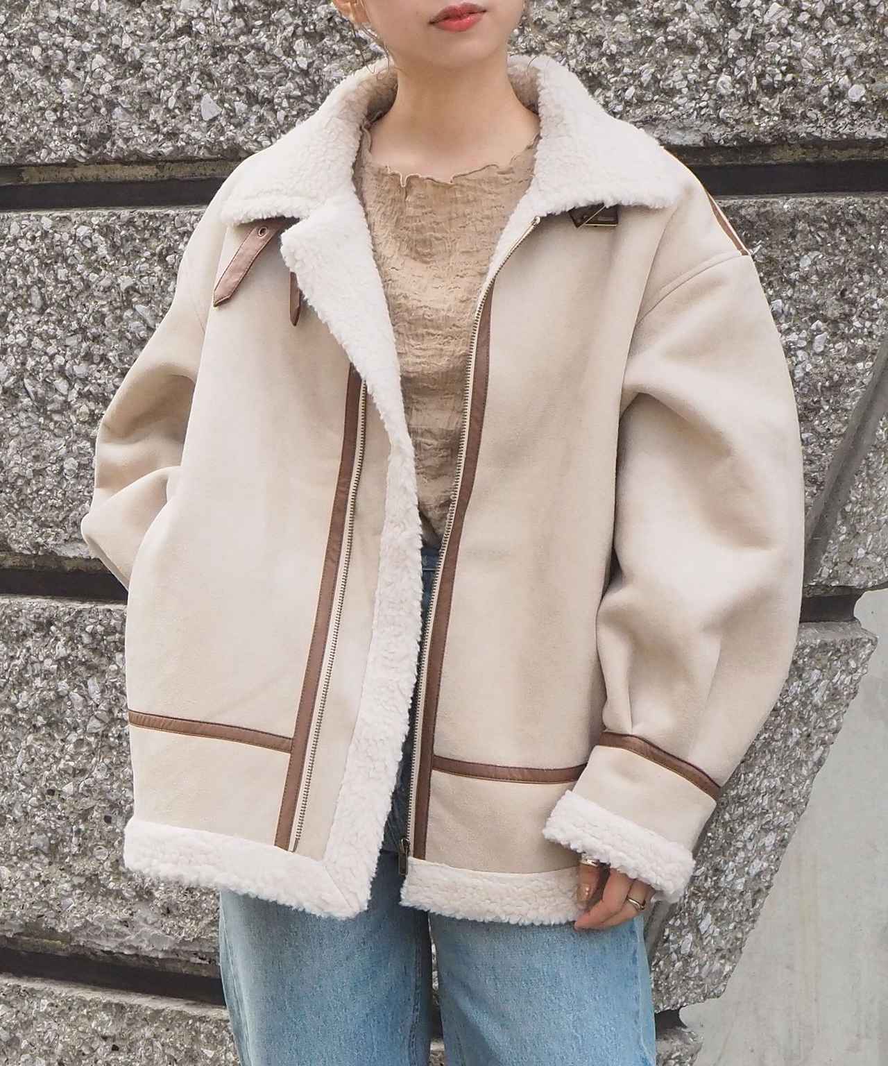 画像: 【tiptop】フェイクムートンフライトジャケット¥6,920（税込）出典：ZOZOTOWN