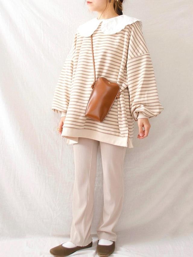 画像: 【しまむら】ボーダートップス、ブラウス、シューズ【GU】パンツ 出典:WEAR