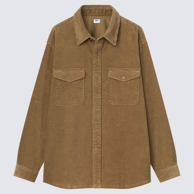 画像: 「コーデュロイオーバーサイズワークシャツ(長袖)」(ブラウン)¥2,990 出典:ユニクロ