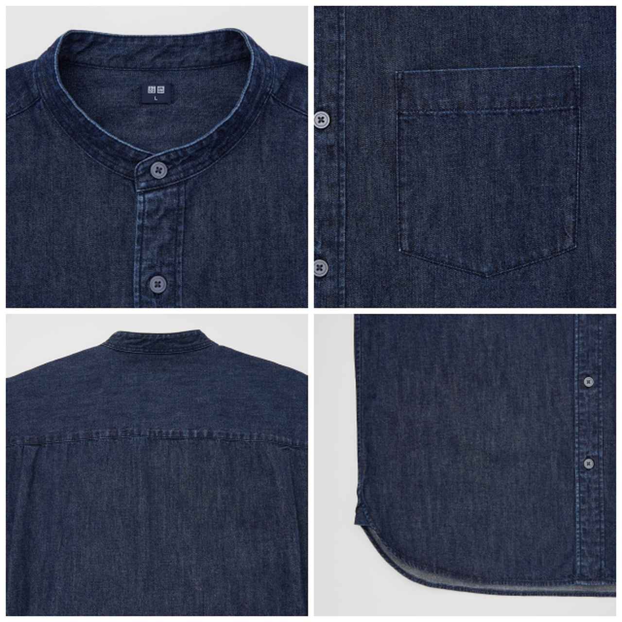 画像2: 「デニムオーバーサイズスタンドカラーシャツ(長袖)」(ネイビー)¥2,990 出典:ユニクロ