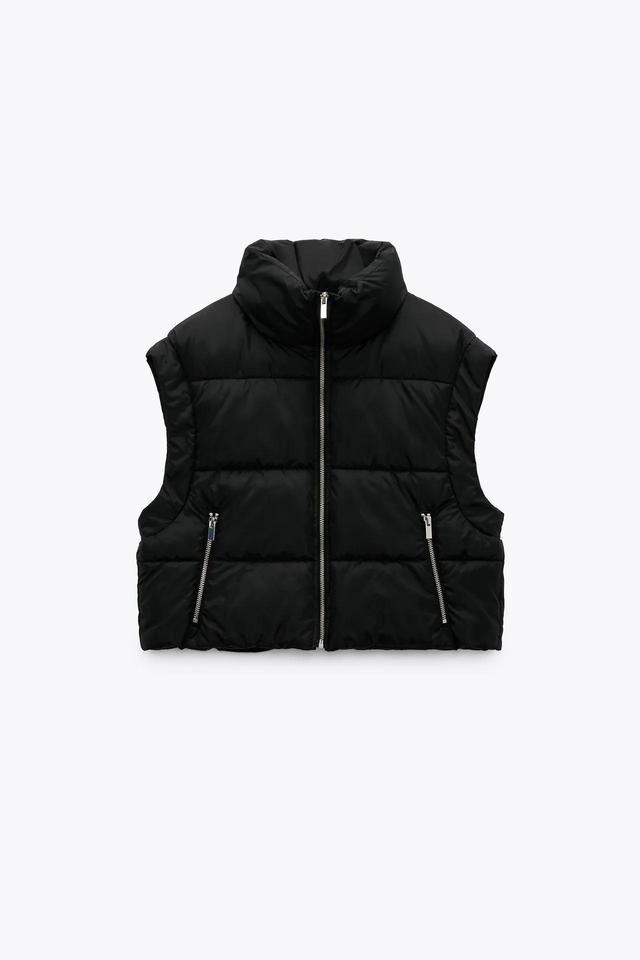 専用　ZARA 黒 キルティングベスト ZARA ザラ シンプル ロング ベスト sizeM/黒 □□ レディース