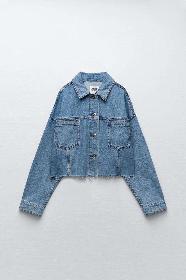 2024 ZARA クルーネック　デニムジャケット XS　すっきり　細見え 2024 ZARA クルーネックデニムジャケット XSすっきり細見え