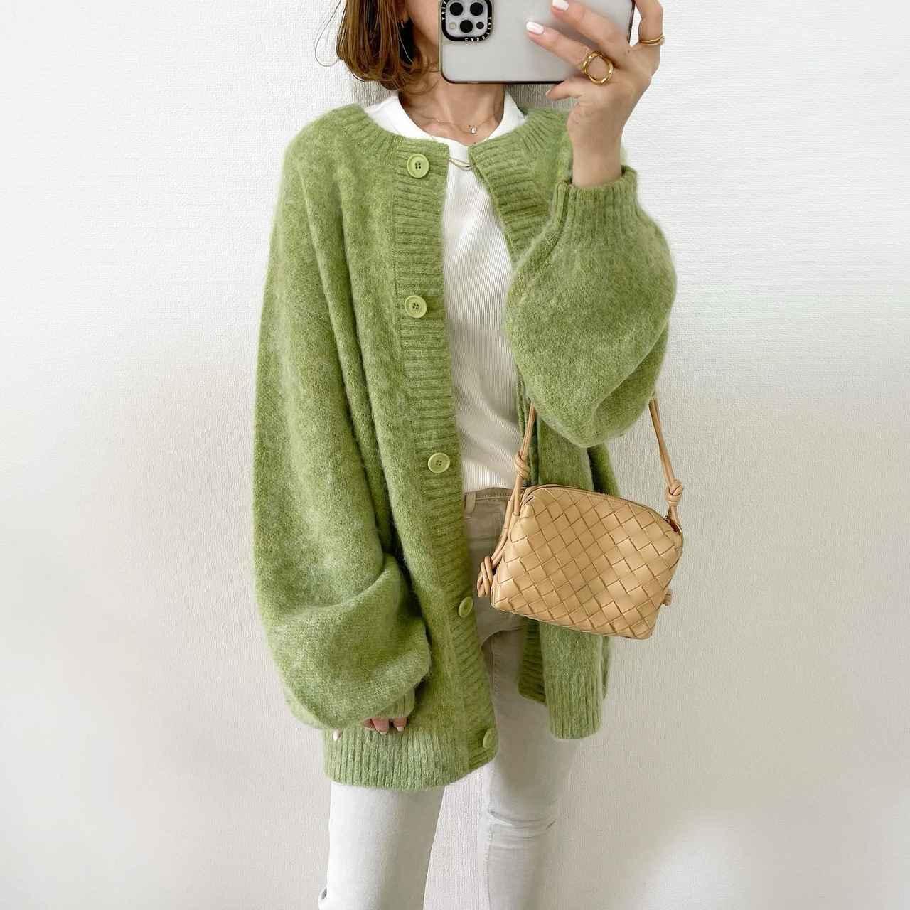 【着用感の少ない美品】45Rかわいいコットンニットポロ★センスの良いグリーン 緑 着用感の少ない美品】45Rかわいいコットンニットポロ☆センスの