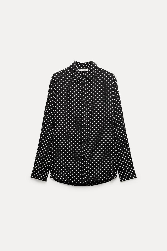 【完売/新品】ZARA プリント柄 サテン仕上げ風 シャツ　XS すぐに着たい旬のアイテムはZARAで入手！サテン風の柄物シャツを手持ち