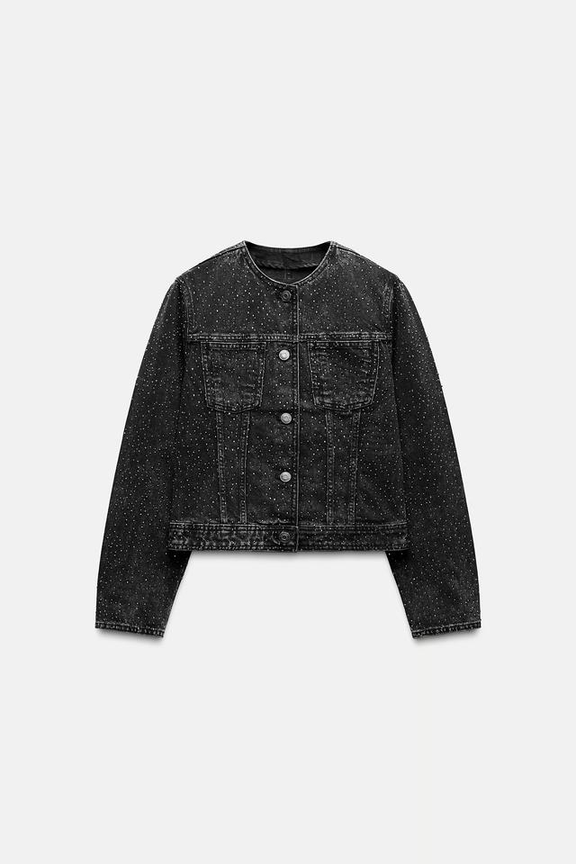 ZARA ビーズ装飾 グレー ショートジャケット ZARA ビーズ装飾 グレー ショート丈ジャケット 希少品 - メルカリ