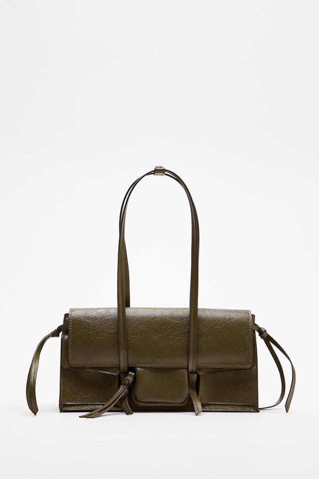 ZARA ライトグリーン ショルダーバッグ ZARA - ZARA (グリーン) フラップ バンド付きミニショルダー