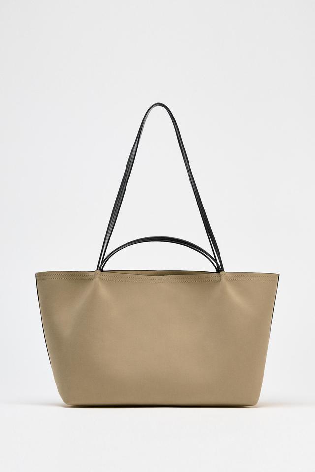 ☆ドイツ発*ZARA*新作*本革スティッチマキシトートバッグ/CL☆ 新品未使用 【ZARA】 マキシステッチ2wayショルダー付きトート