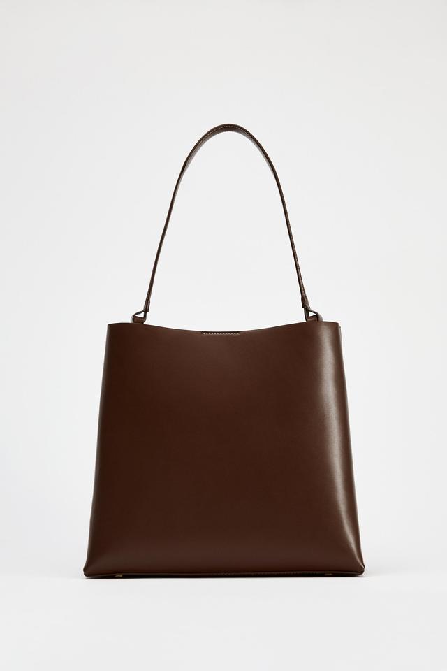 すぐ届く【ZARA】マキシステッチショッパートートバッグ (ZARA