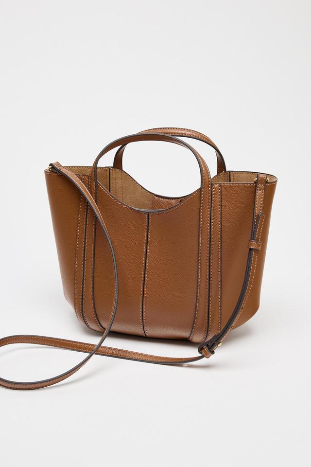 新品 ザラZARA ロングシティバッグ バックル ブラウン トート肩掛けレザー 新品 ザラZARA ロングシティバッグ バックル ブラウン トート