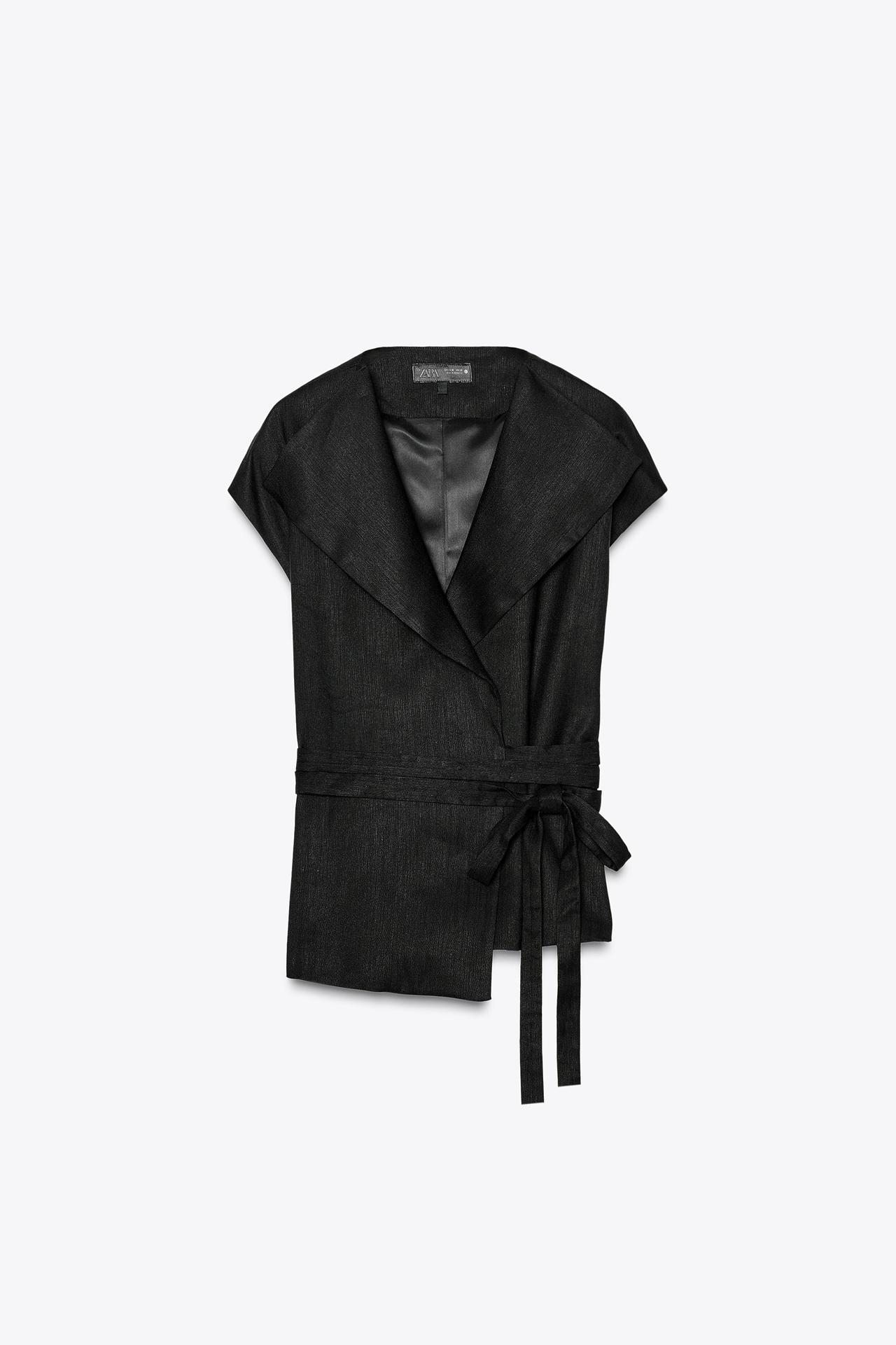 ZARA⭐︎リネン入りベスト黒xs 未使用 新品未使用 ZARA テーラードリネンベスト ブラック - メルカリ