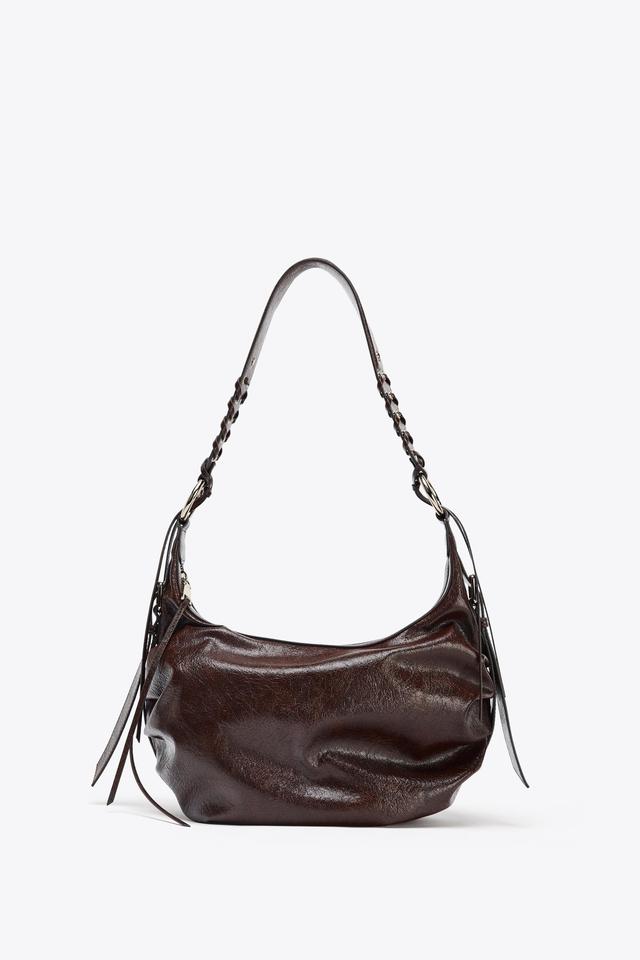 入手困難！ZARA SRPLS 2025ボルドースエード レザーショルダーバッグ 国内発送☆ZARA☆スプリットスエードレザー*ショルダーバッグ