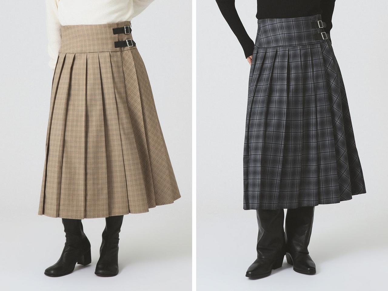 画像: 「チェック キルト ミディスカート」各￥15,950 出典：レイ ビームス
