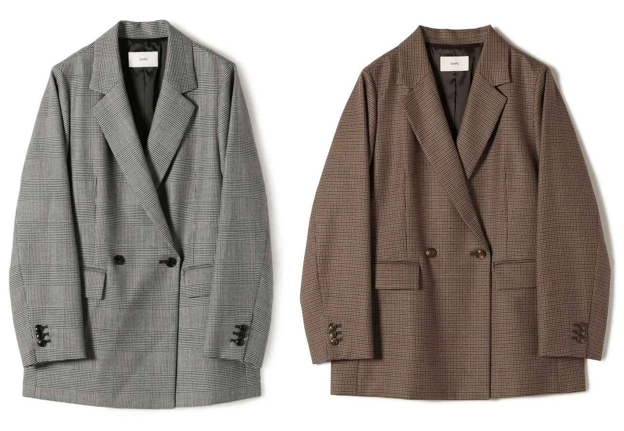 画像: 「ウォッシャブル ウール チェック ダブル ジャケット」各￥37,400 出典：シップス