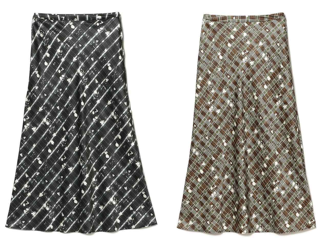 画像: 「チェック フラワー プリント タイト スカート」各￥14,300 出典：レイ ビームス
