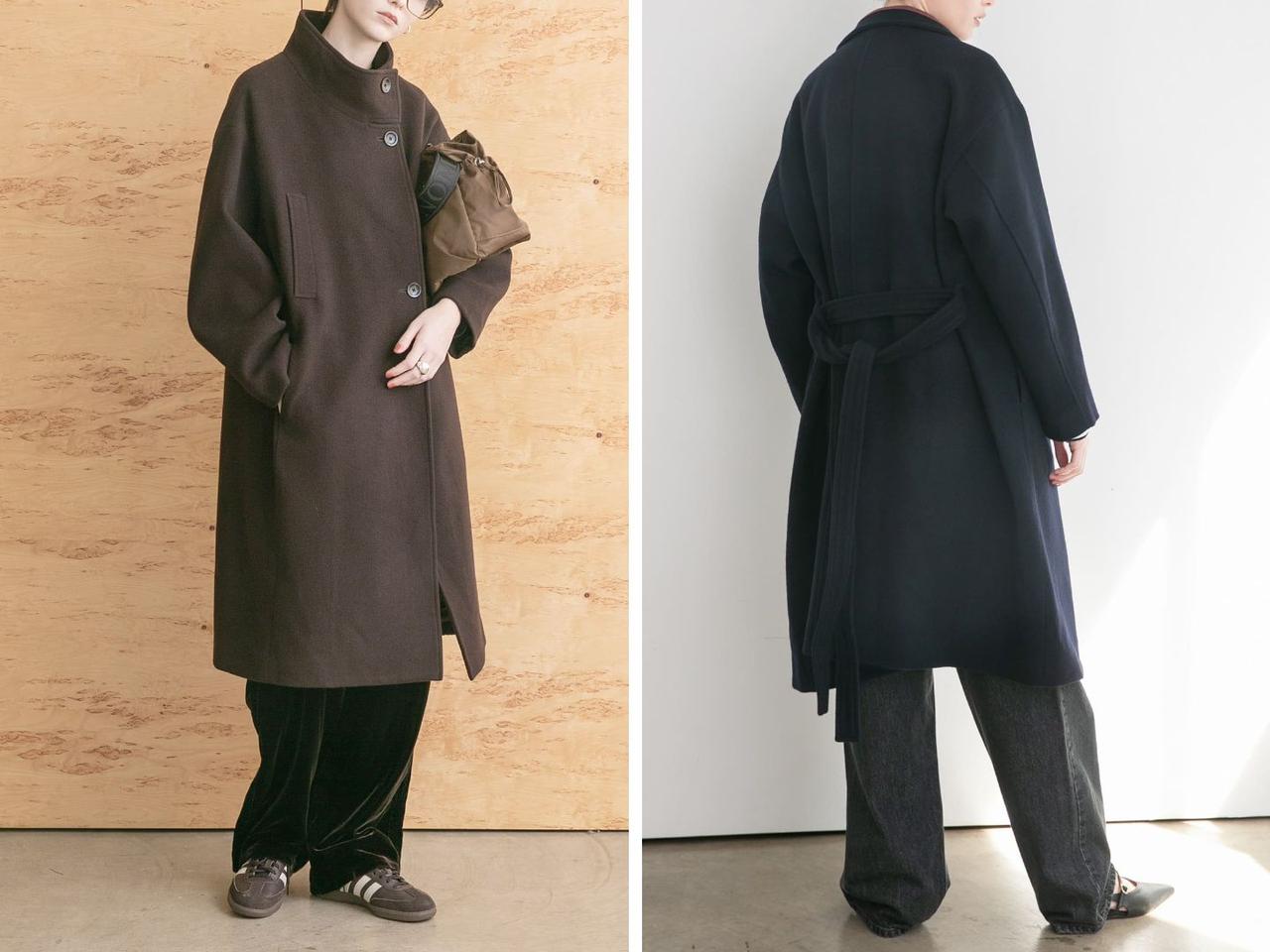 画像: 「スーパー100ウールスタンドカラーコート」各￥47,300 出典：アーバンリサーチ