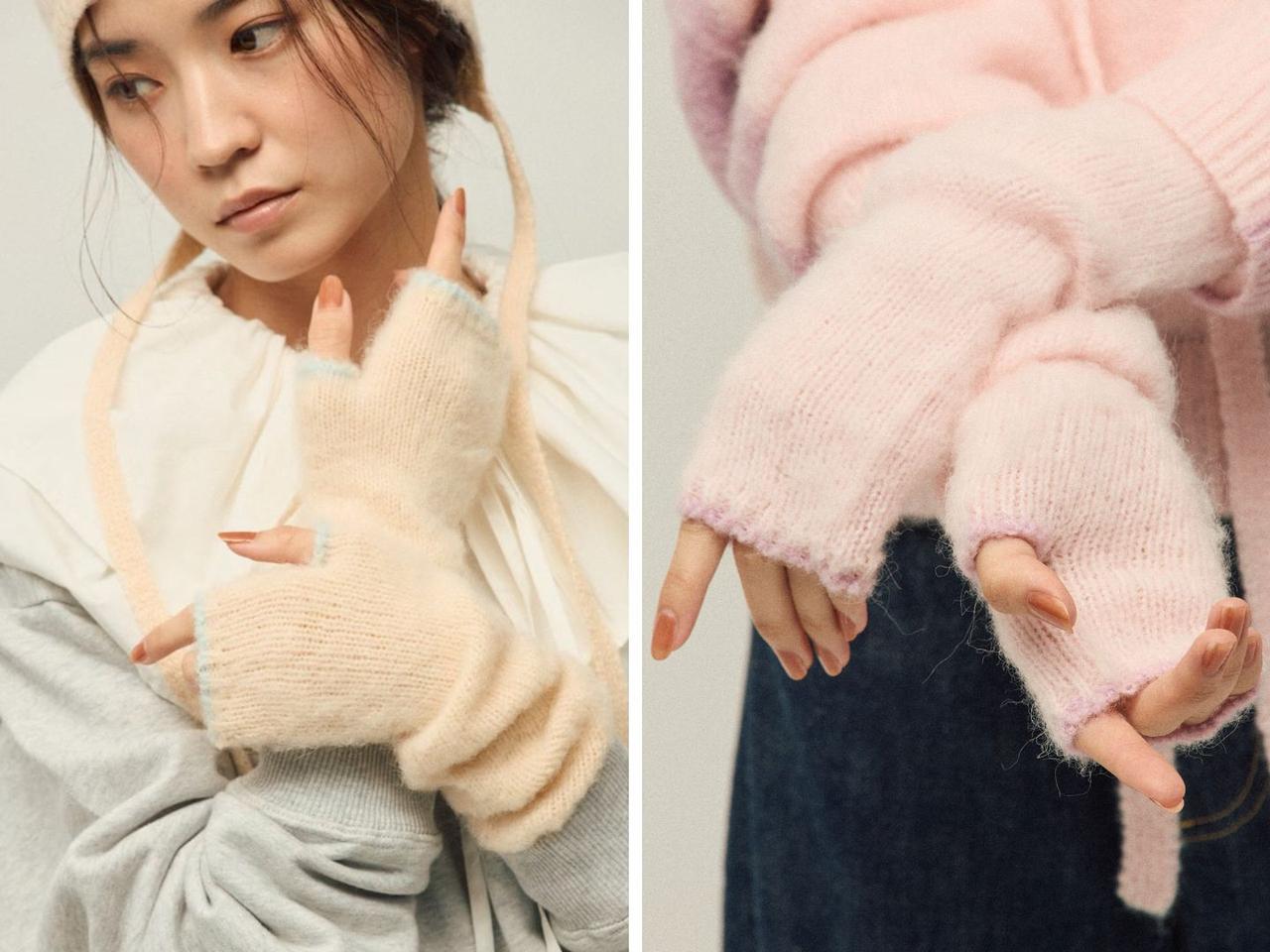 画像: 「アルパカ混 バイカラー ニットグローブ」各￥4,950 出典：ファーストハンド