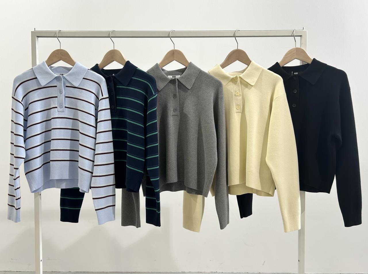 画像: 【ユニクロ】スムースコットンポロセーター各¥3,990 www.uniqlo.com