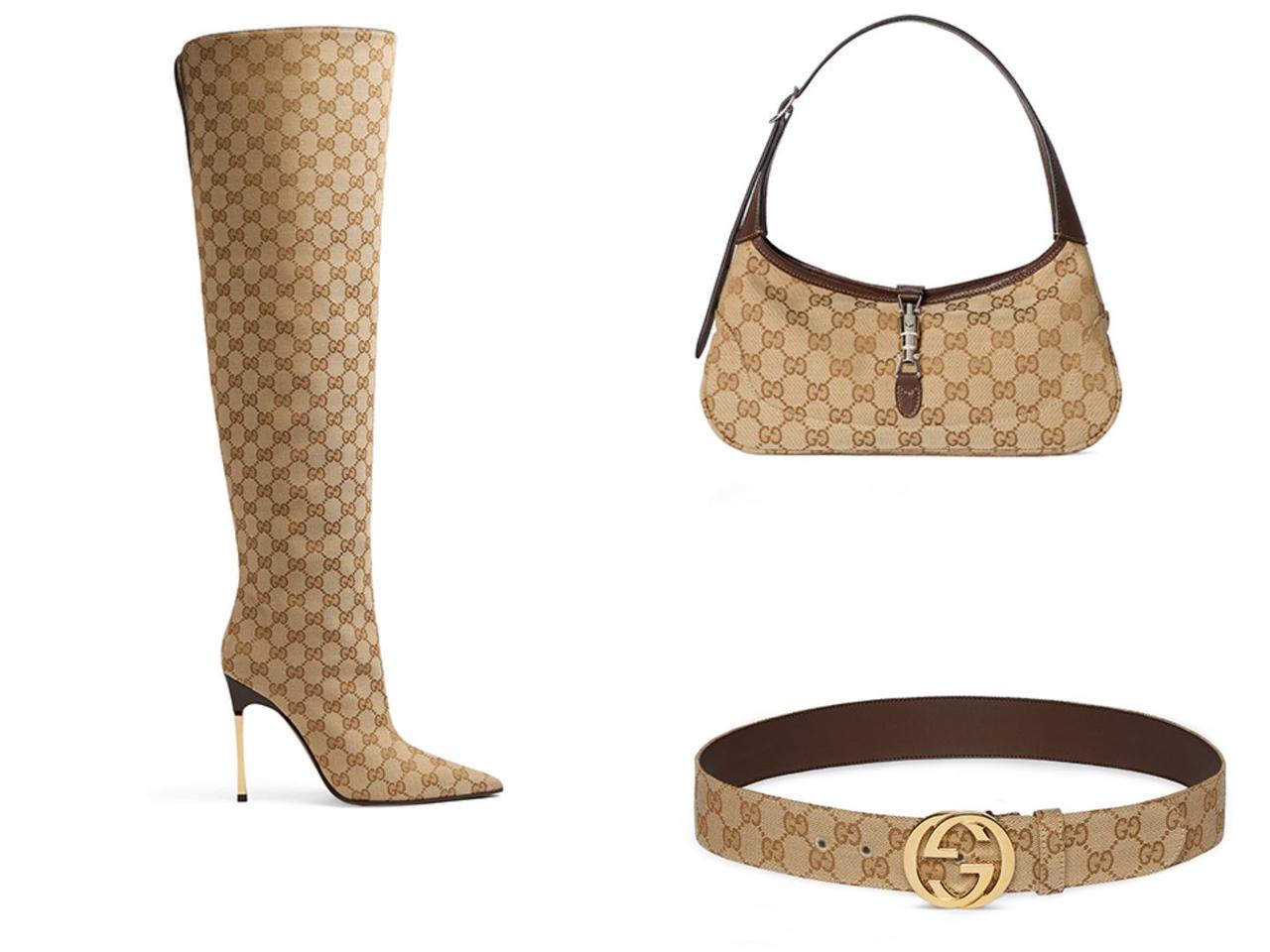 画像: 左｜ブーツ￥363,000、右上｜バッグ「GUCCI JACKIE 1961」￥308,000、右下｜ベルト￥82,500 出典：グッチ