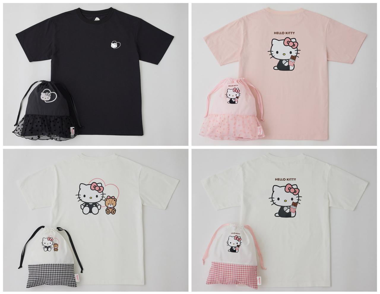 画像: 【ROPÉ PICNIC×HELLO KITTY】巾着付きアソートTシャツ各¥6,490 © 2026 SANRIO CO., LTD. APPROVAL NO. L661434 www.junonline.jp