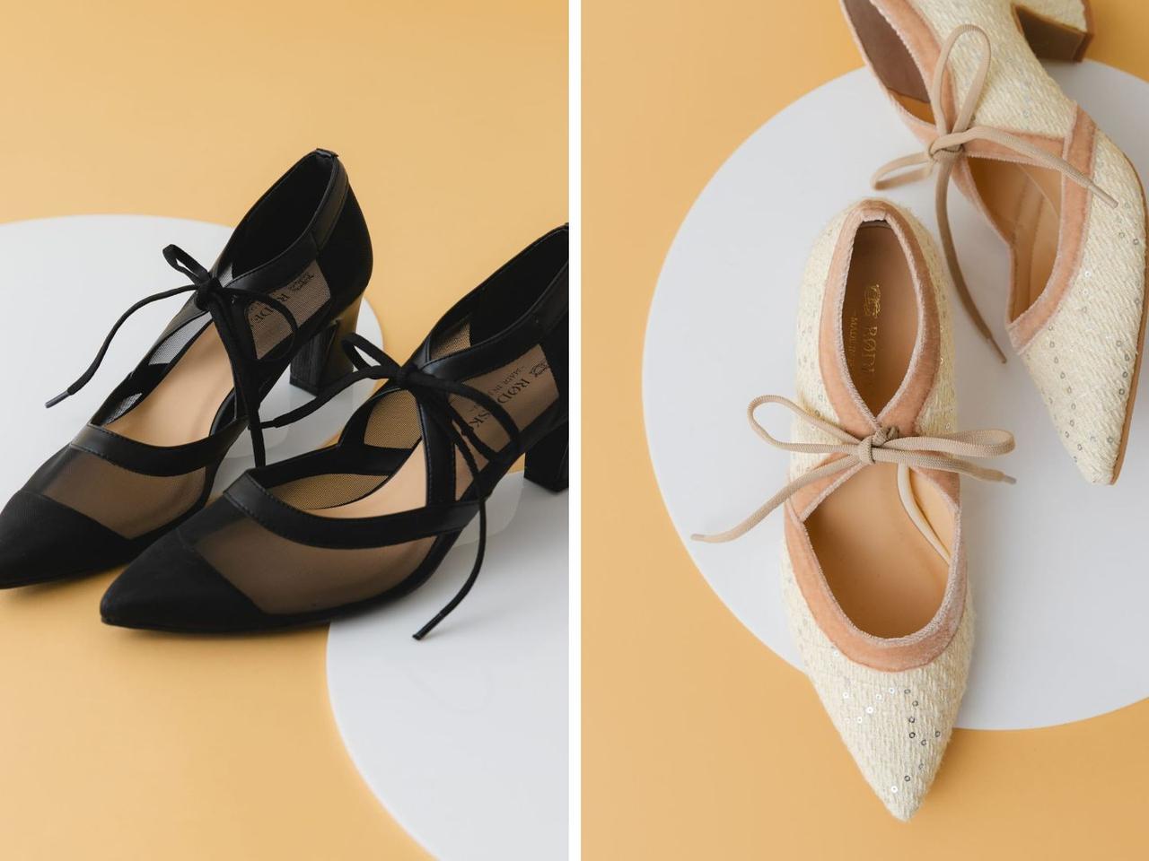 画像: 「チャンキーヒールリボンパンプス」各￥11,000 出典：ロデスコ