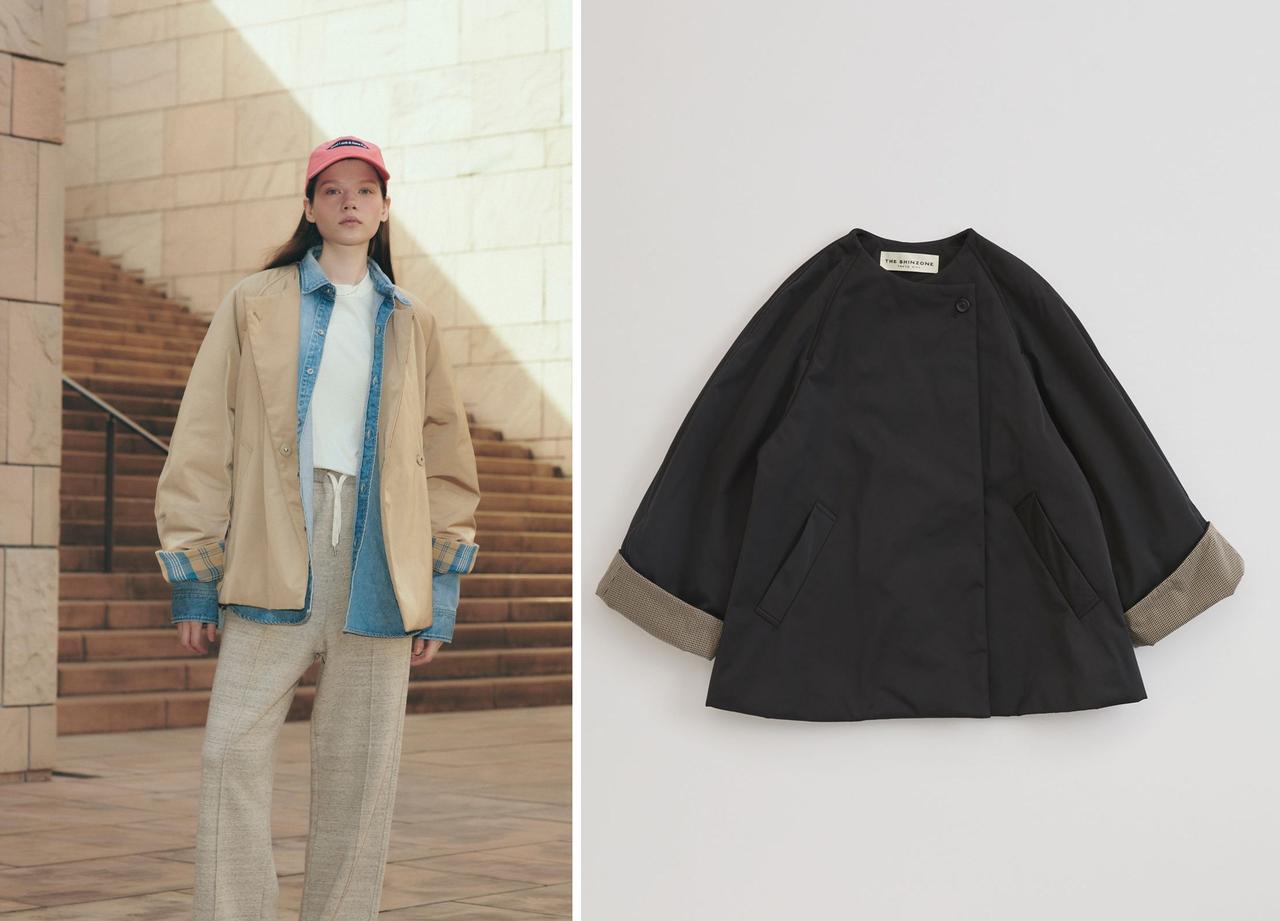 画像: 「COLLARLESS PADDED COAT」各￥55,000 出典：シンゾーン