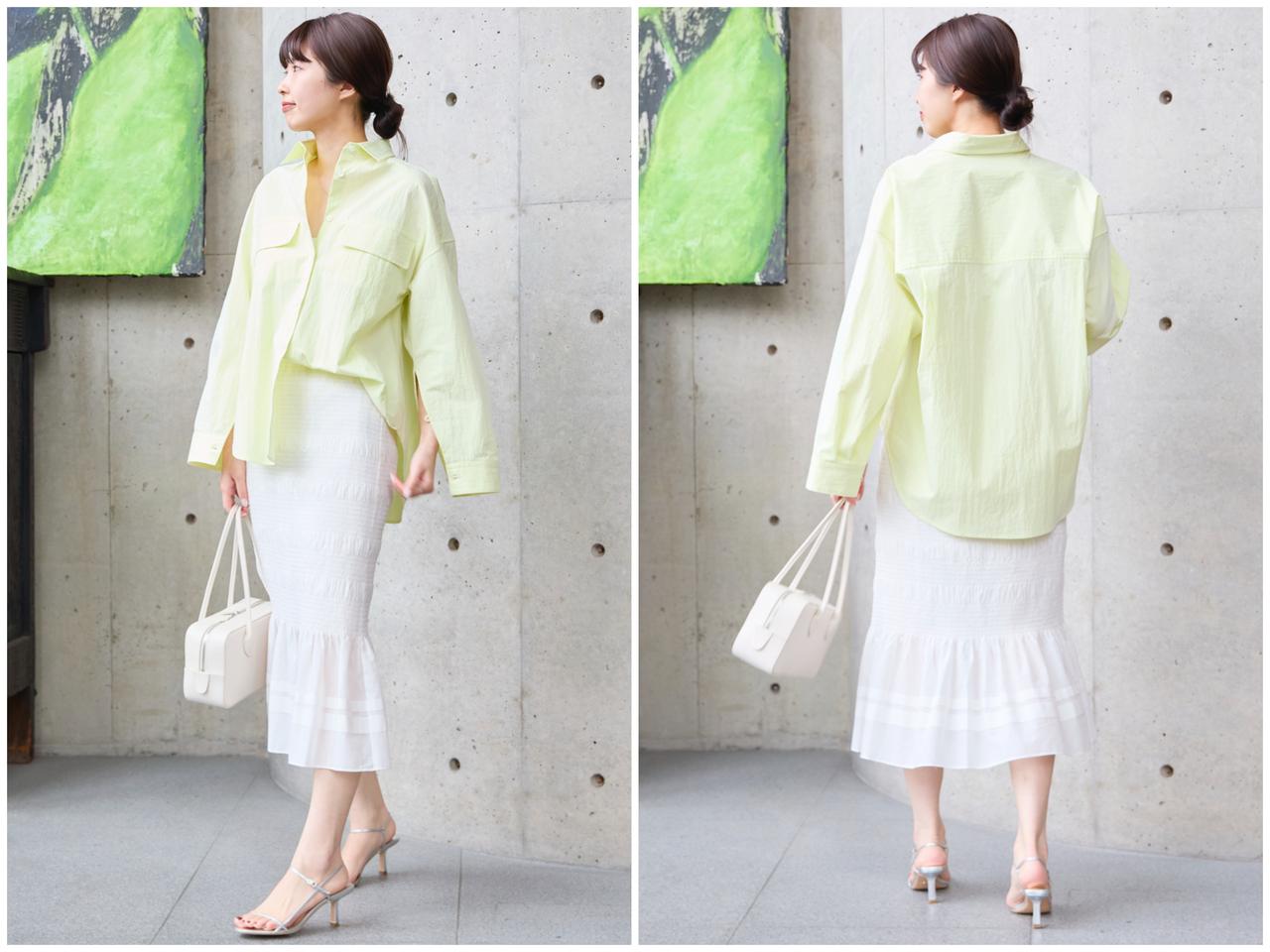 画像: シャツ￥28,600・スカート￥29,700（マルティニーク） store.melrose.co.jp