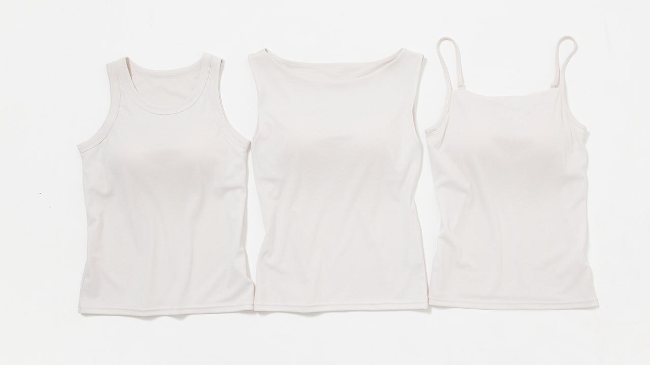 画像2: 左から ブラトップ アメリカンスリーブタンクトップ　¥1,790／ブラトップ ボートネックノースリーブ　¥1,990／ブラトップ キャミソール　¥1,790