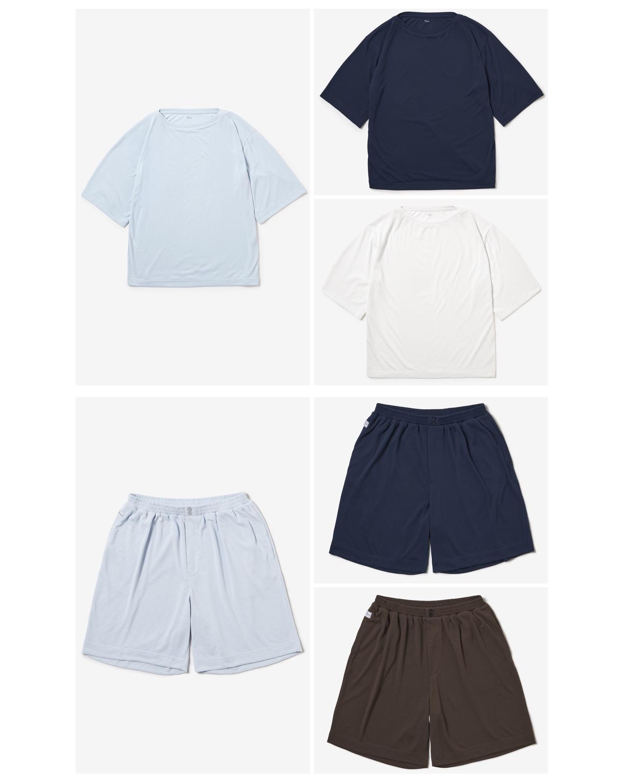 画像: 【PAJUU】ボートネックTシャツ各¥13,200、ショートパンツ各¥13,200 pajuu.com