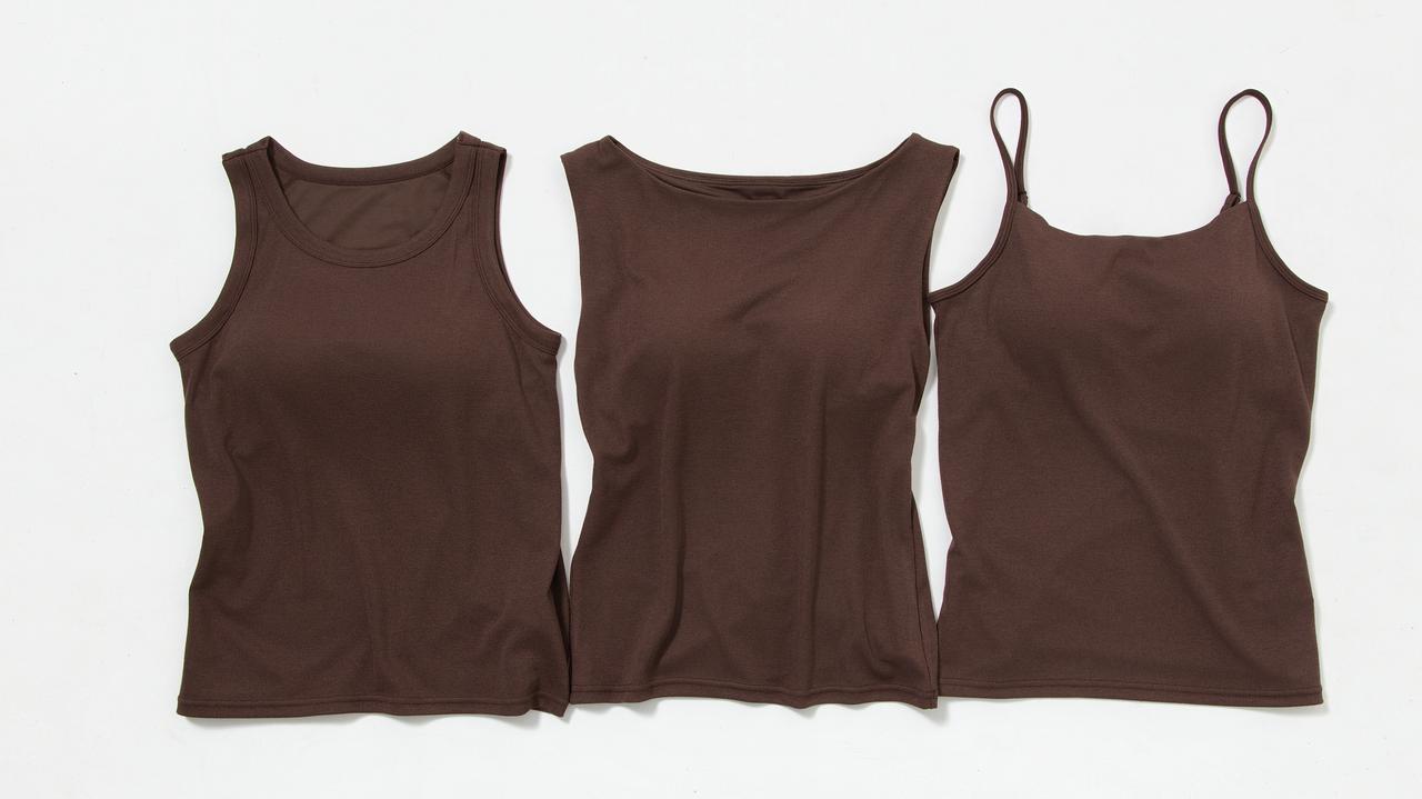画像1: 左から ブラトップ アメリカンスリーブタンクトップ　¥1,790／ブラトップ ボートネックノースリーブ　¥1,990／ブラトップ キャミソール　¥1,790