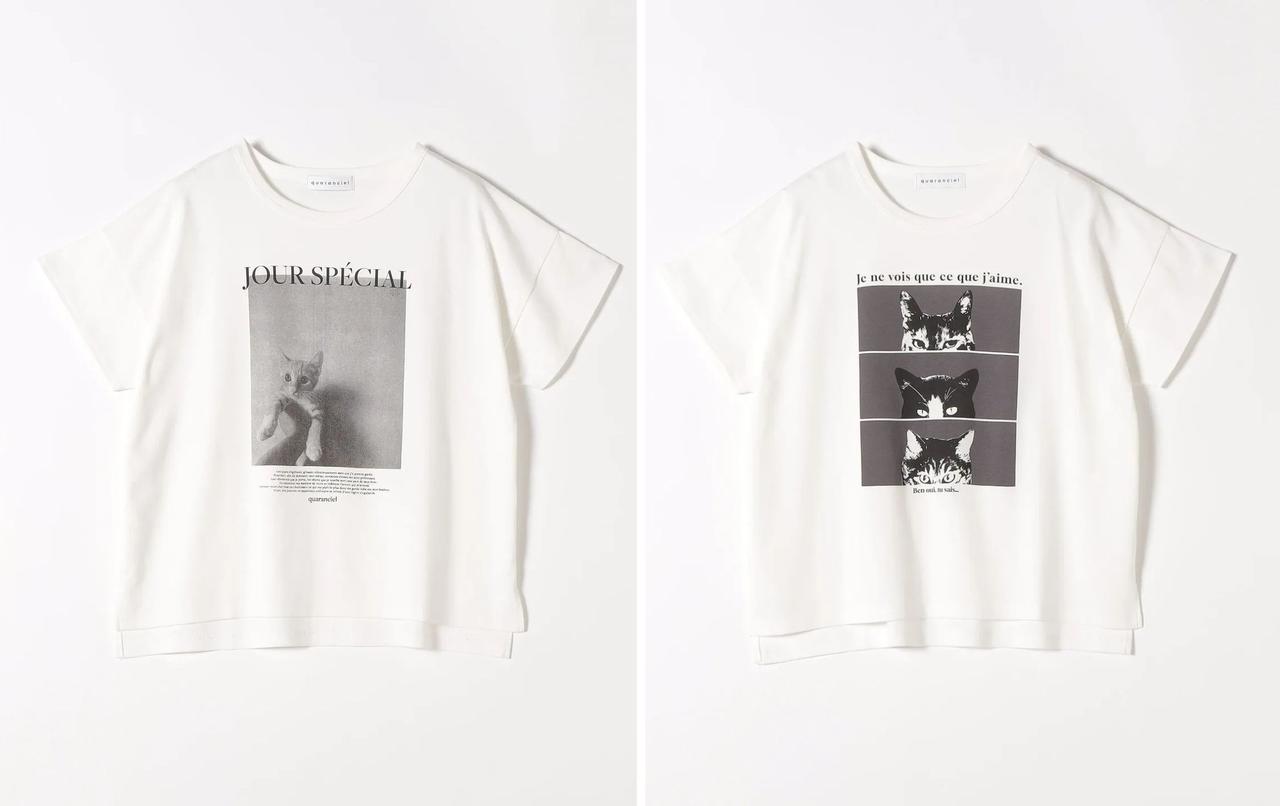 画像: 「CAT プリント TEE」各￥5,500 出典：カランシエル