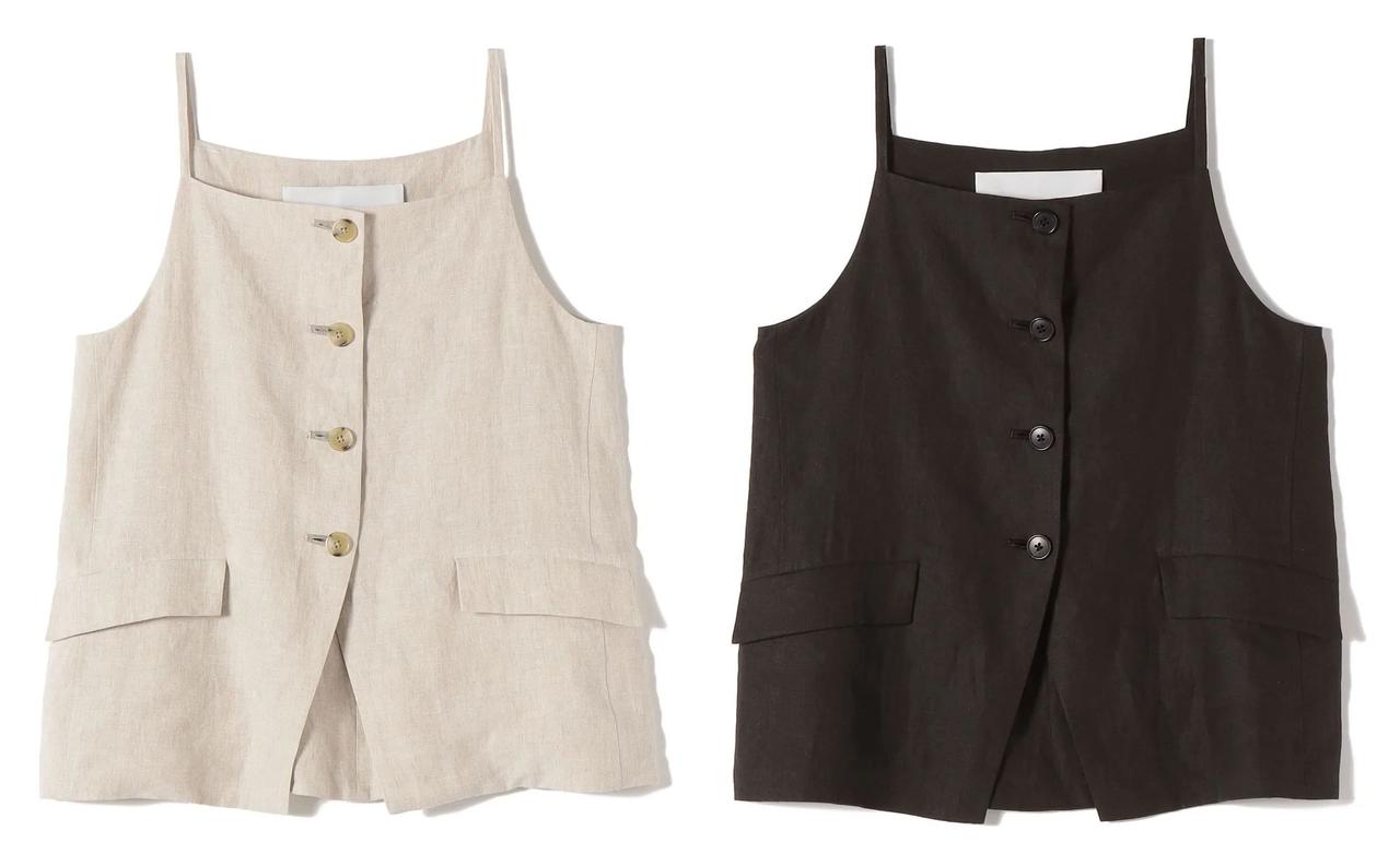 画像: 「リネン キャミソール ベスト」各￥26,400【ティッカ】 出典：シップス