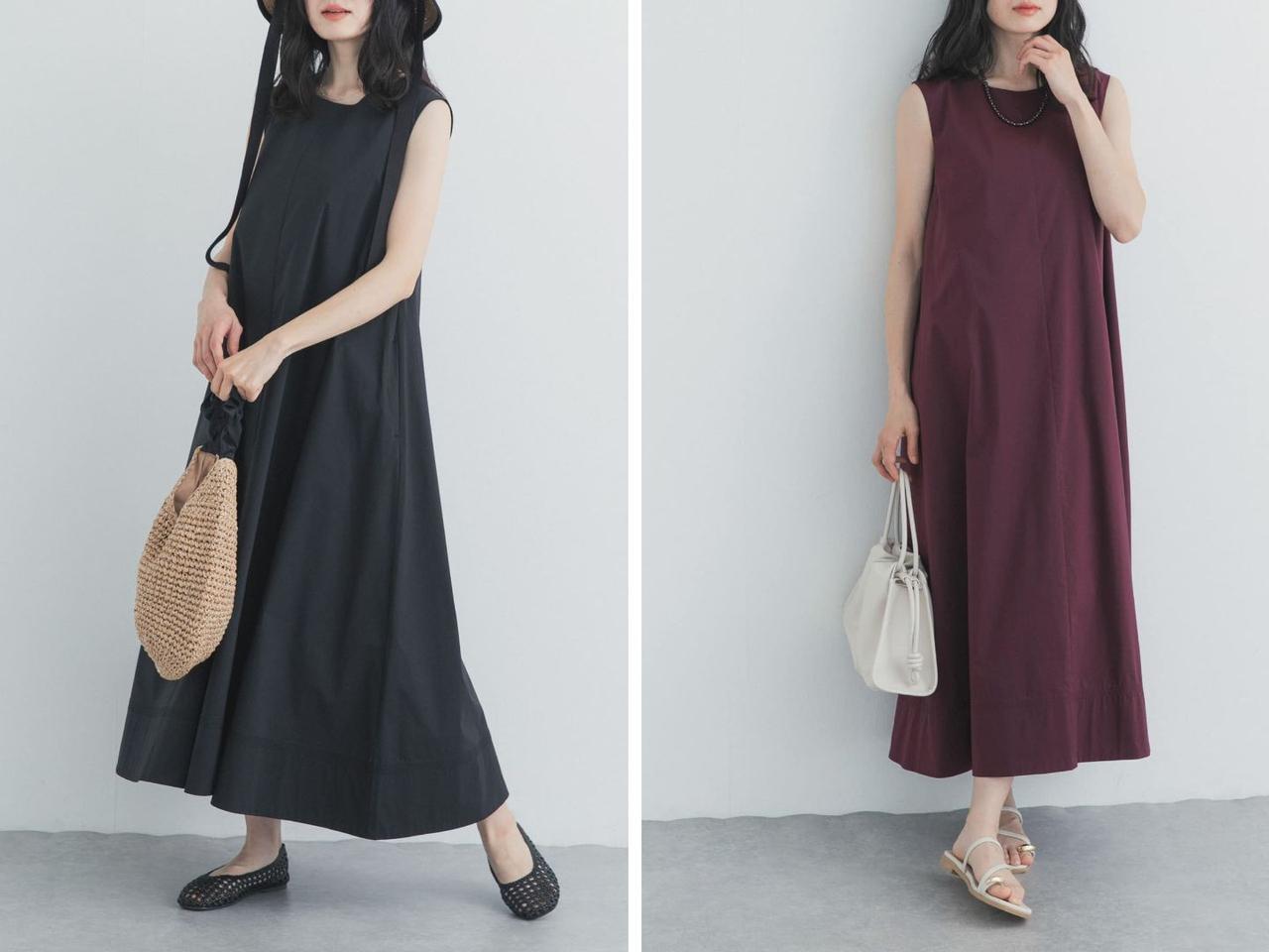 画像: 「撥水ノースリーブAラインワンピース」各￥10,450 出典：アーバンリサーチ ドアーズ